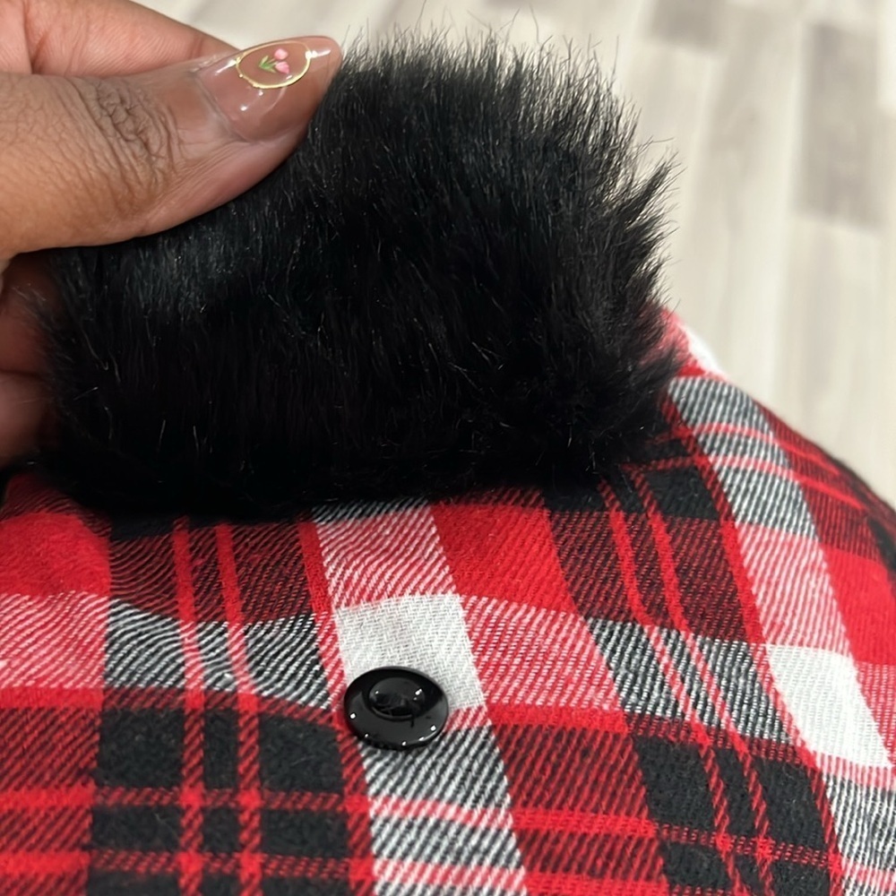 Flow Nissan Trapper Hat Winter Men Women Hat Faux Fur Ear Flap Red Plaid OSFM - Picture 4 of 10